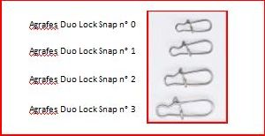 TOP FISHING AGRAFES TYPE DUO LOCK SNAP  Sz 0 (x 5)