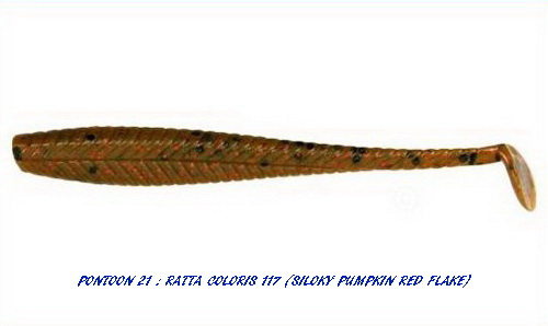 RATTA SHAD 3.75 inch (Coloris 117 -Silky Pumpkin Red Flake)